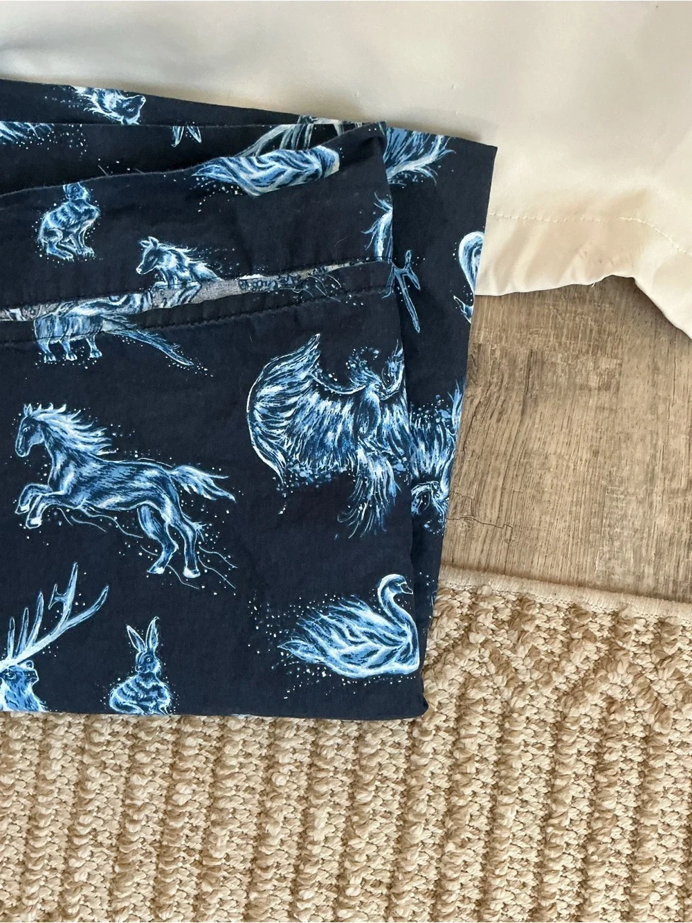 Pottery Barn Teen Harry Potter Glow in the Dark Patronus Full Flat Sheet Navy
